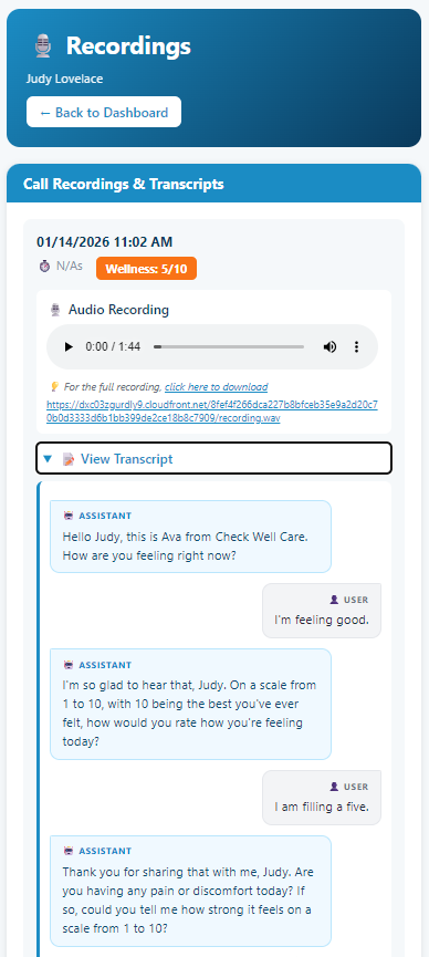 Recordings View